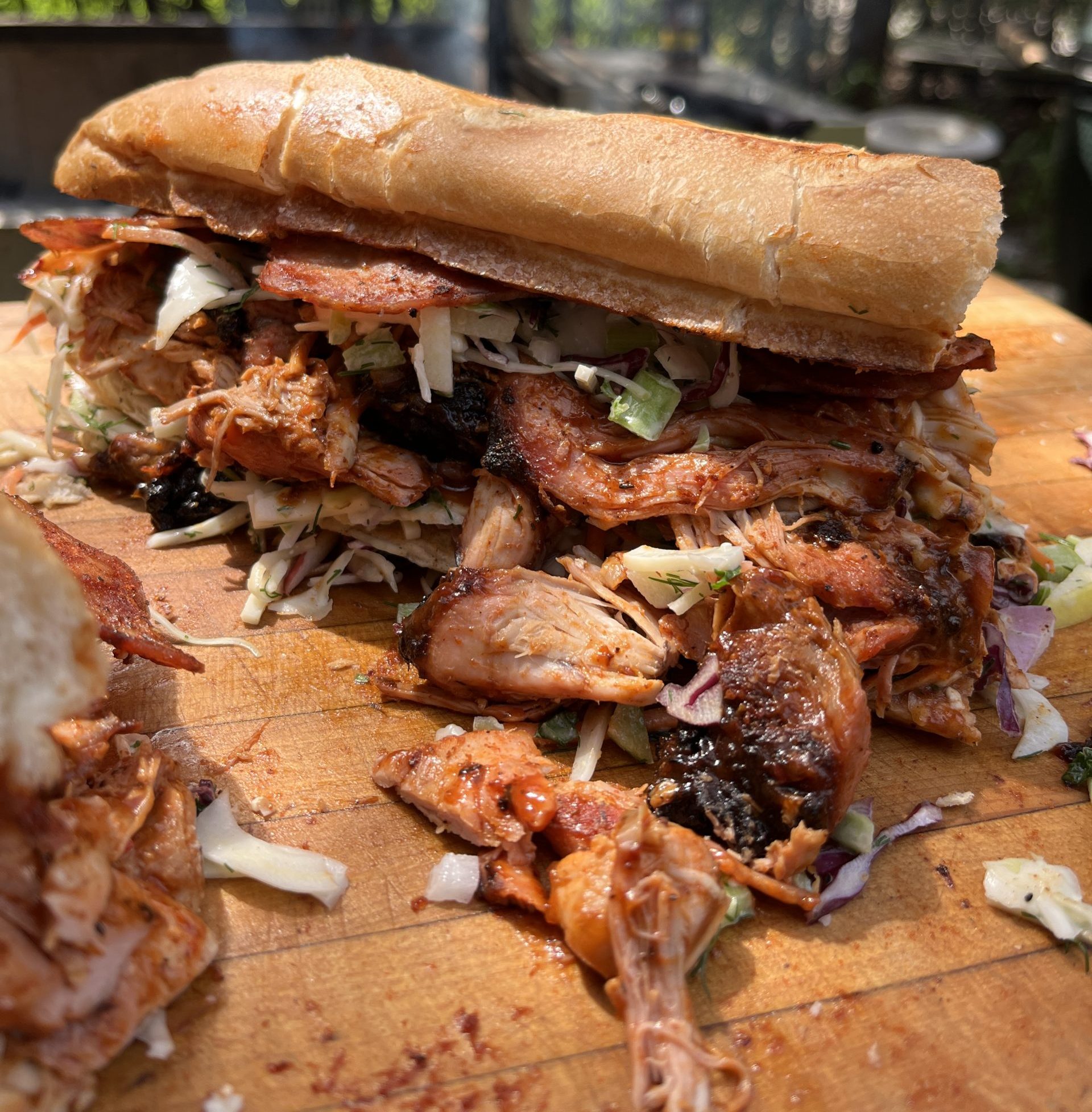 Smoked Chopped Turkey Thigh Sandwich